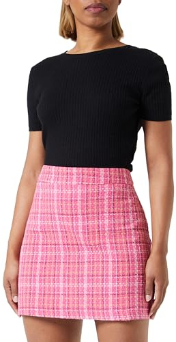 Trendyol Gonna Dritta da Donna Quadretti, Fucsia, 34