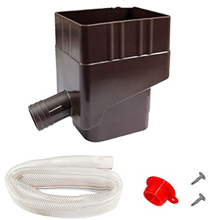 Leisurealeaneag Regenwassersammelsystem Hofrinnenablauf mit Schlauch Regenwassersammler braun, 7,6 x 5,1 cm