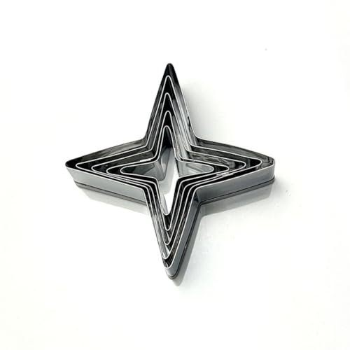 WHTCHSU Star Shape Cookie Cutter Set-5 pcs Stainless Steel Four-pointed Star Biscuit Molds Cake Cookie Cutter Set