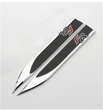 GeRRiT yzw6688 1 Paar Zinklegierung PVC FR Logo Emblem Abzeichen Aufkleber 3D Metall Kotflügel Seitenaufkleber Autoaufkleber Kompatibel mit FR Leon Ibiza Altea Exe (Color : Black)
