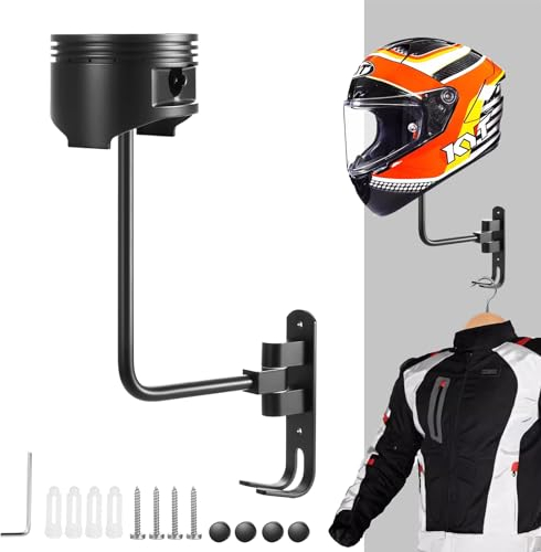 motofans Supporto per casco da parete, per moto, in lega di alluminio, colore nero (1 pezzo)