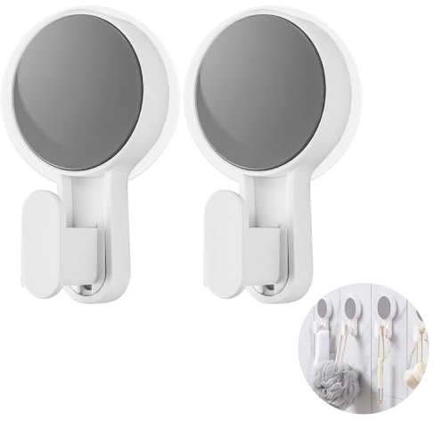 2 Ganci a Ventosa Super Resistenti,Senza Foratura Carico 5kg Nessuna Traccia Ganci Ventosa Impermeabili e Riutilizzabili,Porta Gancio Ventosa Forte per Asciugamani Accappatoi Doccia Bagno Cucina Casa