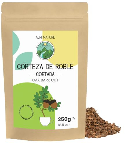Alpi Nature Eichenrinde 250g, Eichenrinde geschnitten, Eichenrindentee | Tee lose, Kräutertee, loser Tee zur Teezubereitung