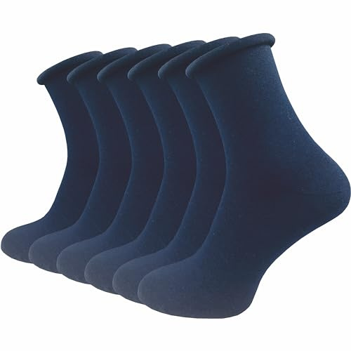 GAWILO Damen Socken mit Rollrand (6 Paar) | Ohne drückende Naht und ohne Gummidruck | Diabetikersocken mit verstärkter Ferse und Fußspitze