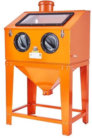VEVOR Cabina sabbiata da 90 galloni con sistema di raccolta della polvere da 1,8 galloni 40-120 PSI cabina sabbiatrice con supporto sabbiatrice ad alte prestazioni con pistola a getto e 4 ugelli per