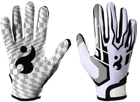UPQRSG Gants de Receveur de Football pour Hommes et Femmes, Gants de Football Antidérapants, Gants de Receveur de Football À Poignée en Silicone, Gants de Sport Respirants À Doigts Complets(L)