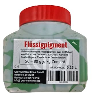 Grey Element Shop Flüssigpigment Farbe Grün 250ml – Hochkonzentrierte Pigmentdispersion für Beton, Harz, Gips, Wandfarbe & mehr – Universelle Farbpaste für Innen & Außen