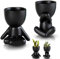 WoRuyKot 2 Petits de Fleurs en Céramique Noir, Mini Cache Pot, Pot pour Cactus, Décoration de d'intérieur, adaptée aux conteneurs de Fleurs de Bureau à Domicile