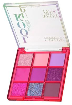 Eveline Cosmetics Look UP Neon Pink Lidschattenpalette - 9 mischbare Nuancen für mutige und atemberaubende Augen-Make-up-Looks