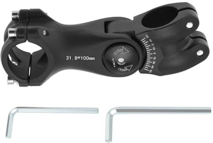 ECSiNG 1-1/8 Inch 28.6MM Bicycle Adjustable 0±60° Aluminum Ahead Stem 1-1/4 Inch 31.8MM Handlebar Clamp, Bike Stem Extender for Mountain Bike, Road Bike