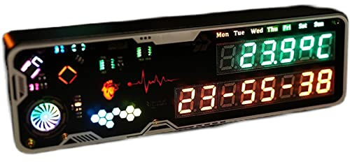 XUCS Nixie-Röhrenuhr, Vakuumglühröhrenuhr, DIY-Kreativuhr, Mit Temperatur, Luftfeuchtigkeit, Countdown-Anzeige, Metallmaterial – Visuelle Effekte – Retro-Tischuhr