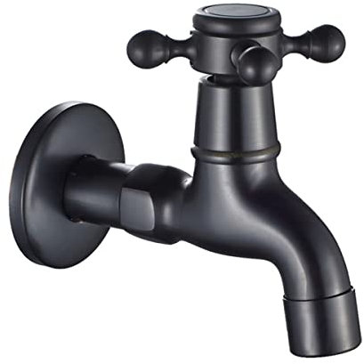 Grifo de bronce aceitado montado en la pared para fregadero de baño, para fregona, balcón, jardín, lavandería, lavabo, grifo de agua fría, acabado rústico duradero, fácil instalación, diseño elegante