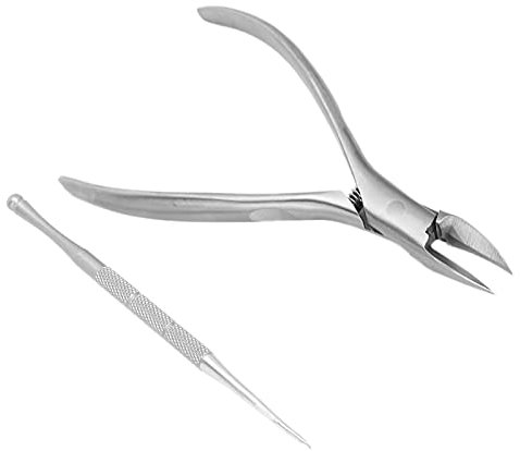 Removedor de Cutículas, Pinzas para Cutículas, Cortador de Cutículas, Cortauñas para Dedos del Pie, Cortaúñas, Herramientas para Quitar Pedicura para Uñas Encarnadas (SILVER)