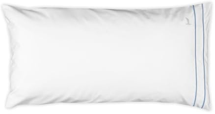 MÖVE Noblesse Kissenbezug 80x40 cm aus 100% Baumwolle, White/Light Blue