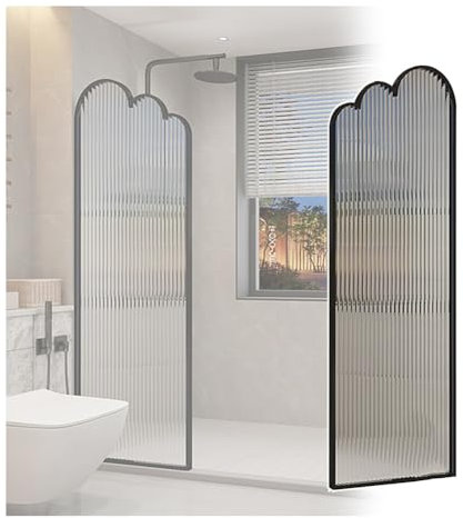 pujindu Raumteiler Aus Lichtdurchlässigem Glas, Halbwand-Abtrennung Für Badezimmer, Sichtschutzwand Mit Metallrahmen Für Hotelbadezimmer(Schwarz,30x140cm)
