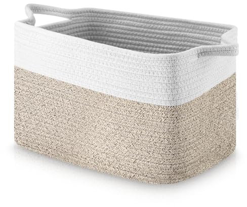 Canasta de Cuerda de Algodón,Cestas de Almacenamiento de Cuerda de Algodón Trenzado,33x25x23 CM,Cesta para Guardar Mantas,para Baño,Cambiador,y Almacenamiento de Juguetes para Niños
