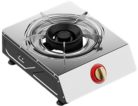 THEGA Gaskocher - 1-Flammen-Propangaskocher, 5,2 KW Edelstahl-Gaskocher, Küchenarbeitsplatten-Gasherd, Gas-/Flüssiggas-Umrüstkocher, Mit Flammendurchschlagschutz(NG)