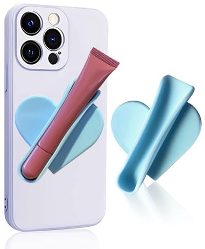 HUVZOR Lipgloss-Schutzhülle für Handy, lipgloss handyhülle, handyhülle lipgloss halter, seidiges Silikon, Lippenhalter, zum Aufkleben, kompatibel mit iPhone, Samsung, Android-Smartphones, Blau