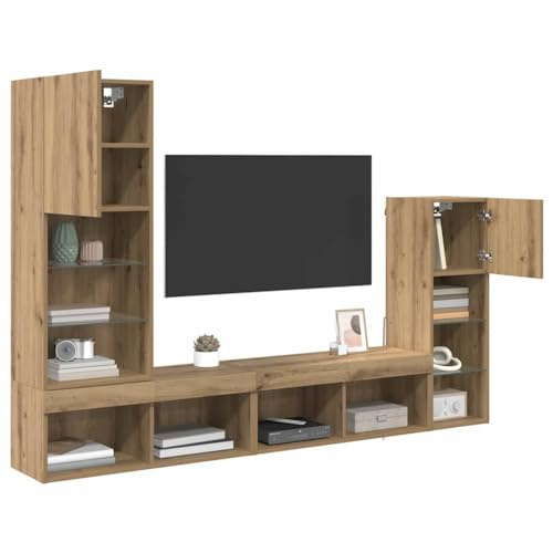 vidaXL TV-Wandgeräte 4 STK. Artisan-Eiche Holzwerkstoff