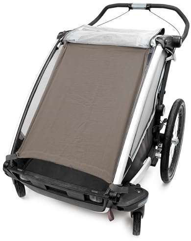 Priebes Sonnensegel für Fahrradanhänger 2 Kinder- UV-Schutz 50+ - Sonnensegel für Fahrradanhänger Lastenanhänger - Optimale Luftzirkulation - Waschbar - 100% Baumwolle - Einfache Befestigung