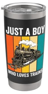 Just A Boy Who Loves Trains Stainless Steel Insulated Tumbler