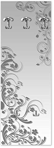 Lupia - Appendiabiti da Parete Moderno | Pannello Stampato in Legno con Fiori | 3 Ganci Appendiabiti | Facile Montaggio | 46x125 cm, Legno Modern Flowers