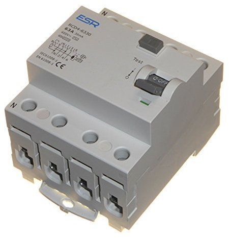 63A 30mA 4 Polos RCD RCCB DIN Rail Trip Switch 4 Módulo - 63 A - 30 Miliamperios - Interruptor Diferencial (ID)