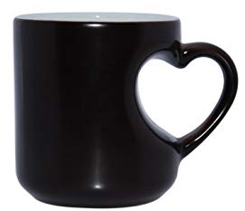 TAZA MÁGICA CON HUECO Y ASA EN FORMA DE CORAZÓN PARA SUBLIMACIÓN