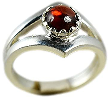 Navya Craft Silberring mit Granatstein, 925er Sterlingsilber, handgefertigter Statement-Versprechensring für Frauen, natürlicher Edelstein-Boho-Schmuck, Geburtsstein für Januar, Geschenk für Sie