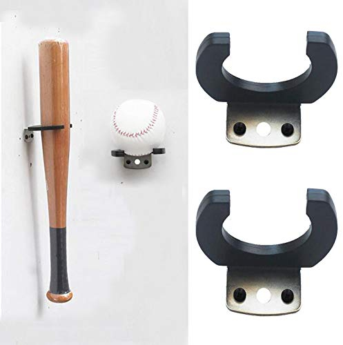 2pcs Bat Rack (Multi-Purpose) Wall Mounted STEEL & RUBBER Baseball/Softball Bat Rack/Bat Hooks - Heavy Duty Rack for Storage and Organization (HARDWARE INCLUDED) - (NO BAT NO BALL)
