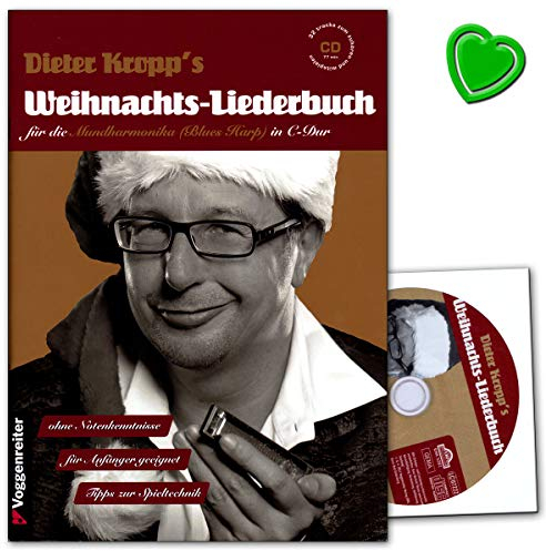 Voggenreiter Weihnachtslieder für Mundharmonika (Blues Harp) in C-Dur - Songbuch mit bunter herzförmiger Notenklammer - 9783802409271