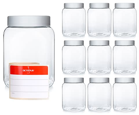 Octopus 1000x PET Becher mit Deckel 400 ml (leer), Höhe 105 mm, Durchmesser 77 mm, Gewinde 62 mm