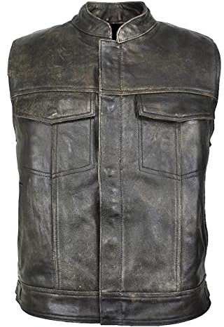 Rocker Biker Motorrad Lederweste, Herren Leder Kutte für Choppers, Rockers
