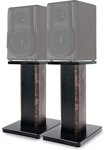 BQKOZFIN 19.68 inch(50cm) Wood Speaker Stands, 1 Pair, Stands for Home-Cinema HiFi Bookshelf Box and Satellite Speakers Wood Grain Enhanced Audio Listening Experience for Home Theaters