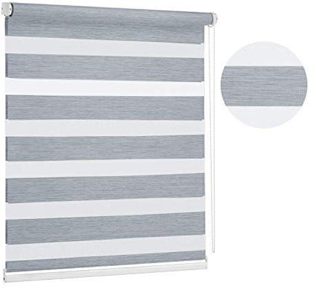 Premium Dark Grey Day and Night Zebra Window Roller blind, 17 width sizes, 200cm drop, 85cm (33.4) Wide