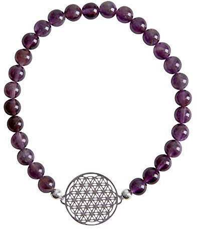 Bitto Armkette Amethyst Blume des Lebens versilbert 18 mm