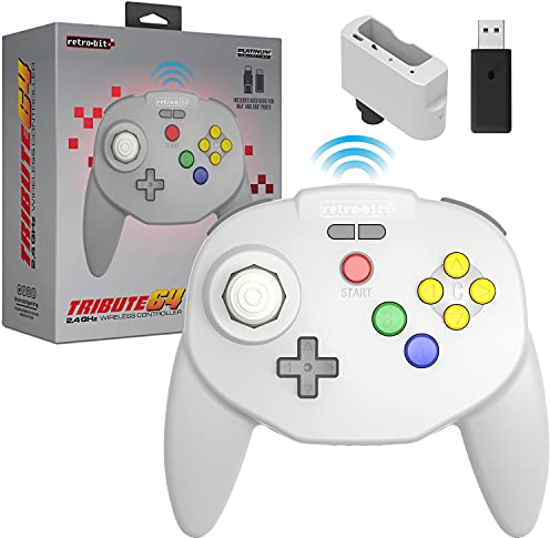 Retro-Bit Tribute64 2.4GHz Wireless Controller for N64SwitchPCMac and other USB devices - Grey [ ]