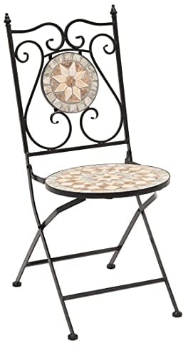 OUTLIV. Klappstuhl, Mosaik, Eisen Mosaik, Wetterfest, robust, dekorativ, für Garten und Balkon, leicht zu verstauen, 40x51x93,5 cm