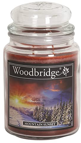 Woodbridge Große Duftkerze im Glas mit Deckel | Mountain Sunset | Duftkerze Frisch | Kerzen lange Brenndauer | Raumduft für Zuhause | Kerze 2 Docht