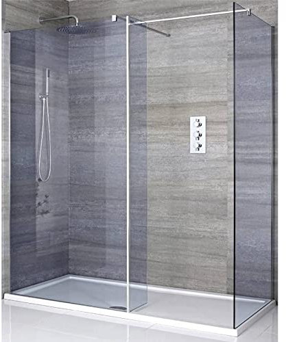 Milano Portland Chrome Smoked Glass Corner Frameless Shower Enclosure Tray - 1700mm x 700mm