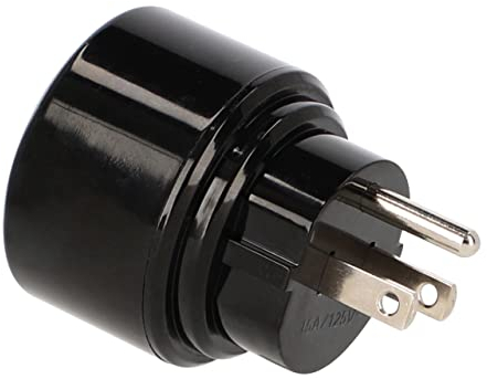 LED Universum Reiseadapter für Schutzkontakt-/Euro-Stecker (Typ F) auf USA Kanada Japan Mexiko Dom.Rep. Steckdose (Typ B) - schwarz | Reisestecker Steckdosenadapter 1508550