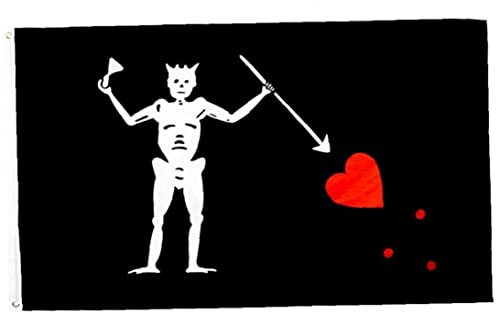 Pirata Edward Teach Flag Large 3x5 Ft, Poliestere All'aperto, Granmetti di Ottone per Facilitare Bandiere Sanguinanti Bandiera di Halloween