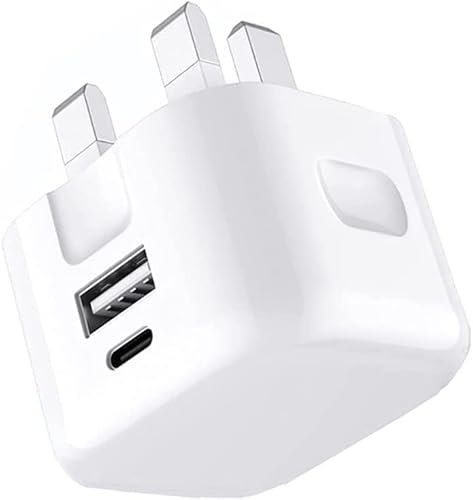 For Samsung Galaxy Z Flip 7 / Z Flip7 FE / Flip6 / Flip5 / Flip4 / Flip3 Charger Plug 20W Dual Port USB-A & USB-C Fast Charging Power Adapter for Samsung Phones (WHITE)