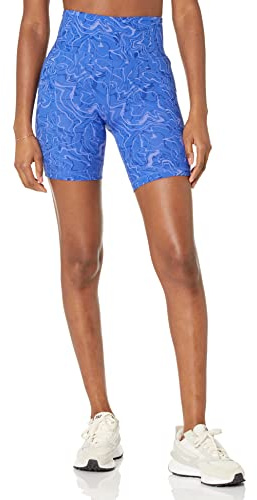 Amazon Essentials Active Sculpt Damen-Fahrradhose mit hoher Taille und Taschen, mehrfarbiger Marmor, Größe M