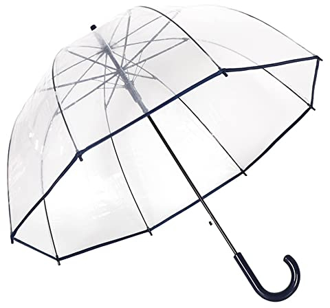 ThreeH Parapluie dôme transparent Léger et résistant au vent Bulle transparente Ouverture automatique Parapluie de pluie pour les mariages,Noir