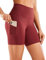 CRZ YOGA Damen Sport Radlerhose Blickdichte High Waist Biker Shorts Running Kurze Leggings mit Tasche - Naked Feeling Light - 15cm Tiefer Wein 38