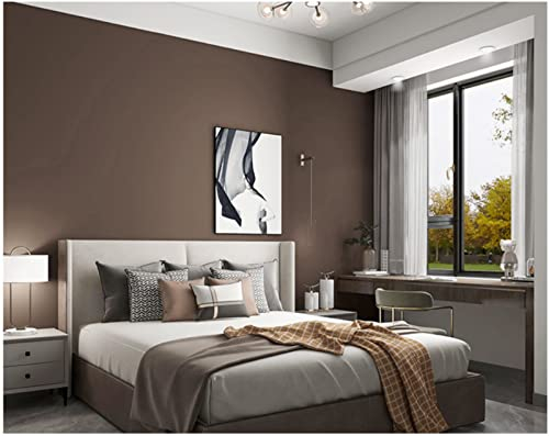 Dark Brown Non-Woven Wallpaper 0.53m x 9.5m 3D Modern Minimalist Solid Color Wallpaper Plain Colour Wallpaper Roll for Living Room Bedroom Tv Background