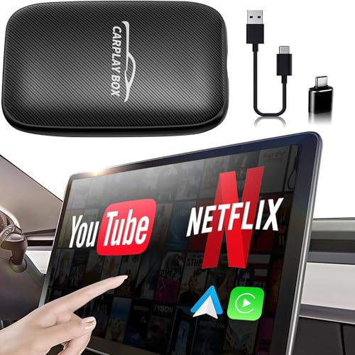 Flgocexs Wireless Carplay Adapter - 3 in 1 Wireless Carplay and Android Auto Adapter with Built in Netflix YouTube Support TF Card Only for Original Car Models After 2016 with Wired Car Play