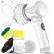 Cepillo de limpieza eléctrico manual con 5 cepillos de repuesto, cepillo giratorio, limpieza de juntas, limpiador de juntas para cocina, baño, azulejos, lavabo, baños, suelos, paredes