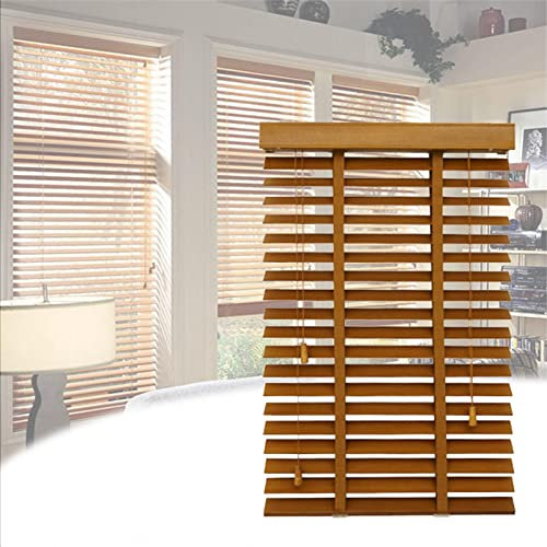 Horizontale Jalousie-Innen Jalousette Aus Holz-Fensterläden Jalousetten-50mm Lamellen Jalousien Aus Natürlichem Massivholz-Verdunkelungs-/Wärmeschutzvorhänge-Sonnenschutz,W×H-60x160cm/23.5x63in